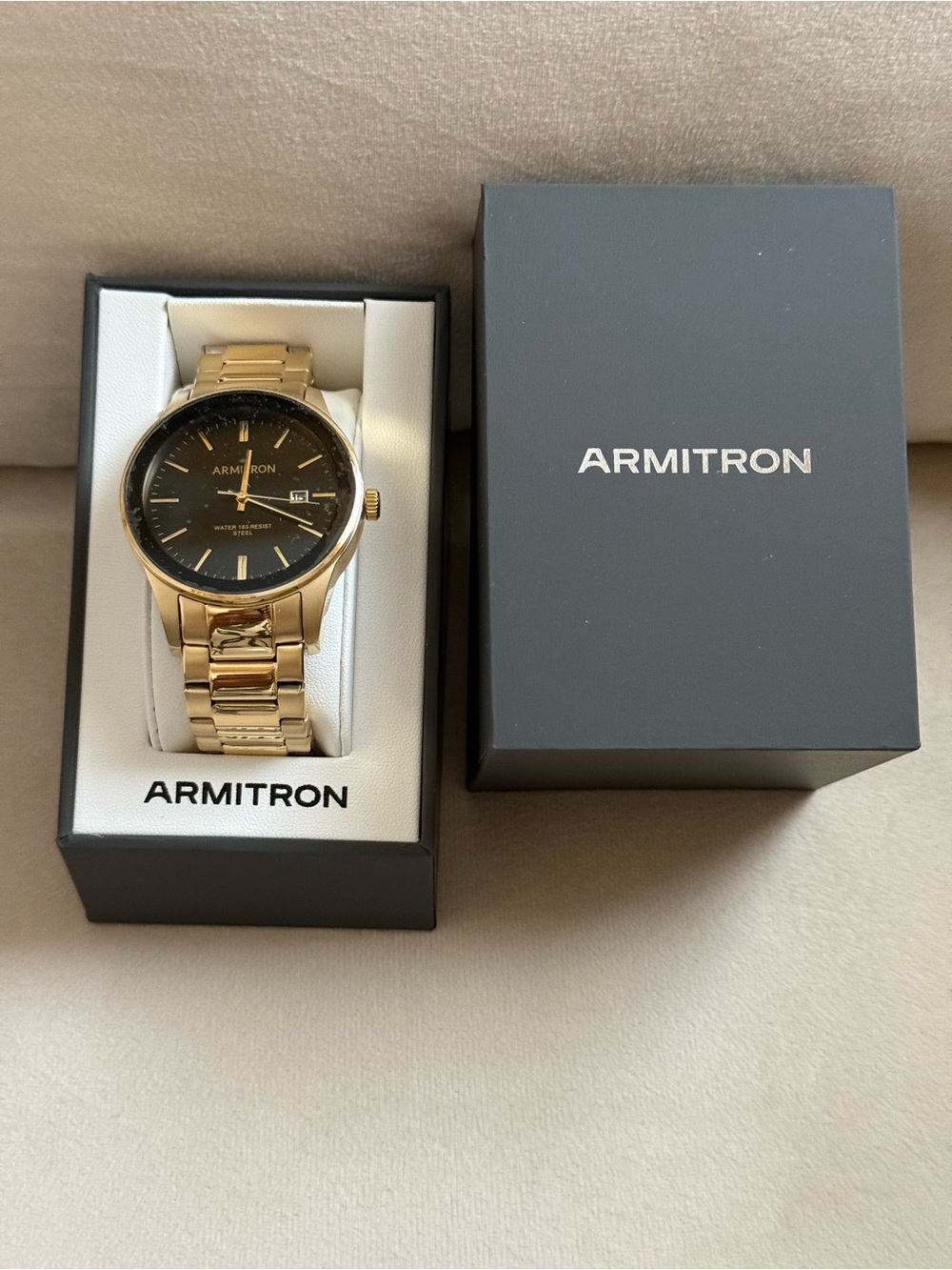 Armitron Men's Gold Tone Black Dial Bracelet Watch